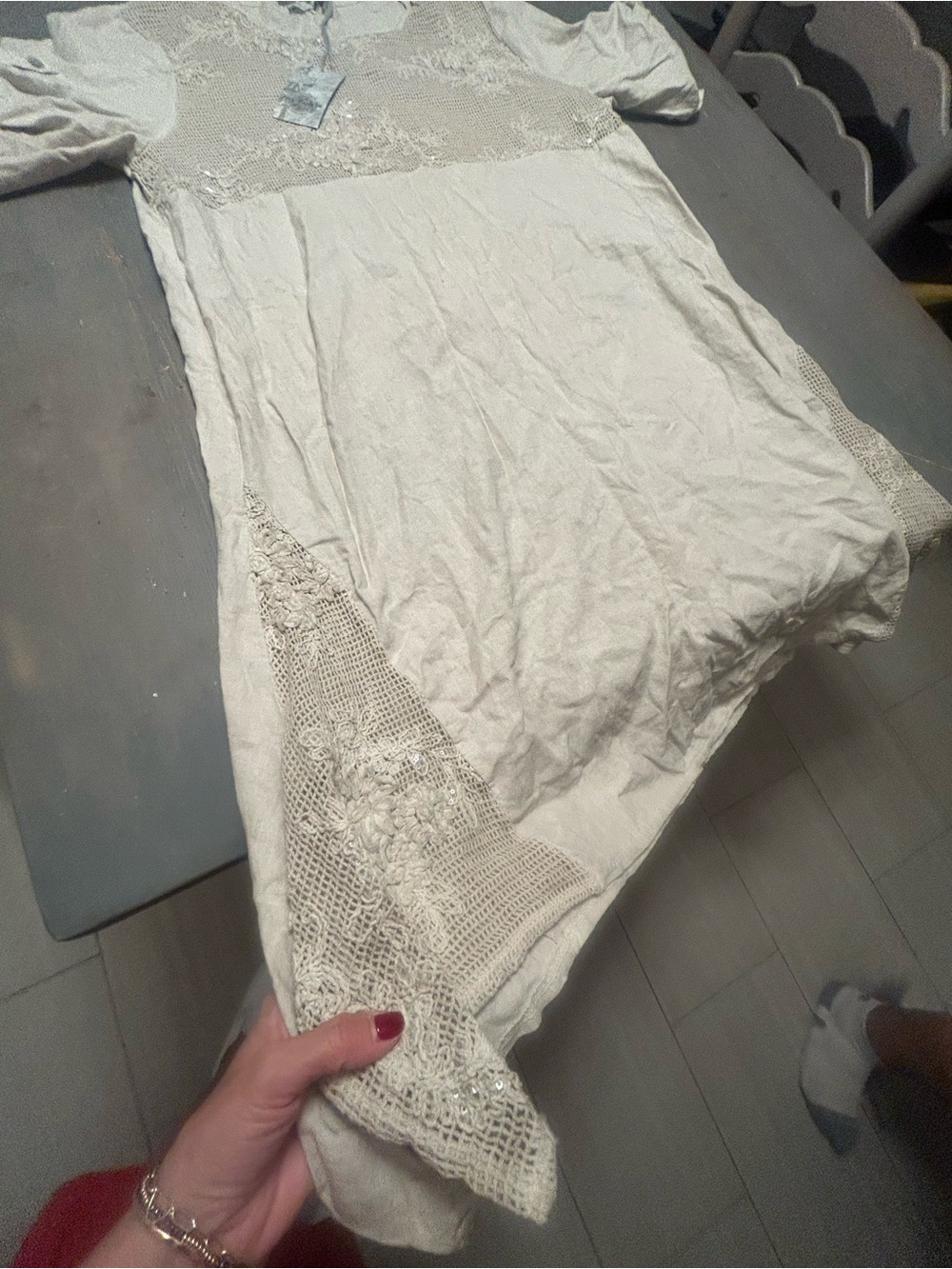 New Italian linen dress 
Stunning embellishment